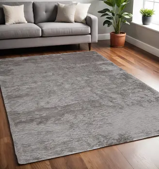 5' X 8' Gray And Silver Shag Handmade Area Rug