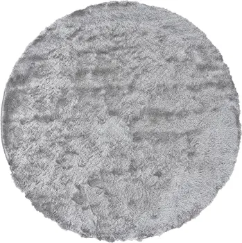 8' Gray Shag Hand Tufted Round Rug