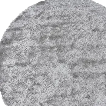 8' Gray Shag Hand Tufted Round Rug