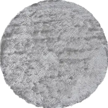 8' Gray Shag Hand Tufted Round Rug