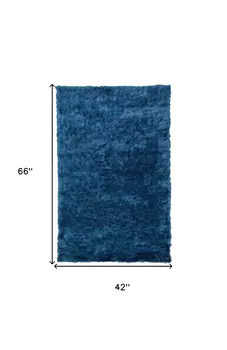 4' X 6' Blue And Green Shag Tufted Handmade Area Rug