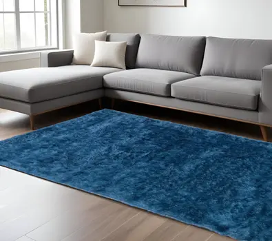 8' X 10' Blue And Green Shag Tufted Handmade Area Rug