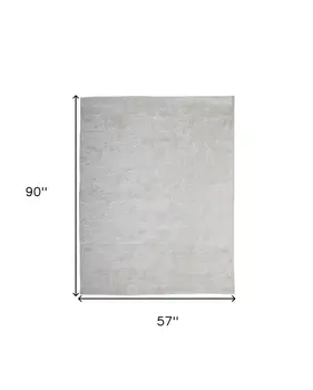 5' X 8' White Shag Tufted Handmade Area Rug