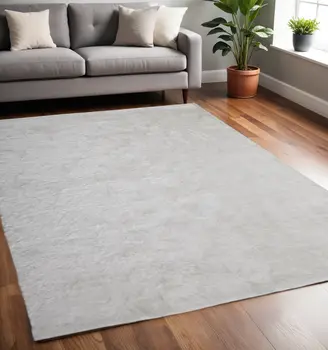 5' X 8' White Shag Tufted Handmade Area Rug