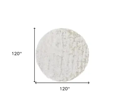 10' White Round Shag Tufted Handmade Area Rug