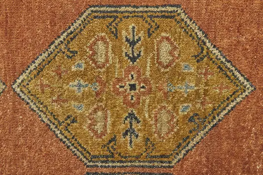 5' X 8' Tan Orange And Brown Wool Floral Hand Knotted Stain Resistant Area Rug