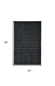 4' X 6' Black Wool Hand Woven Area Rug