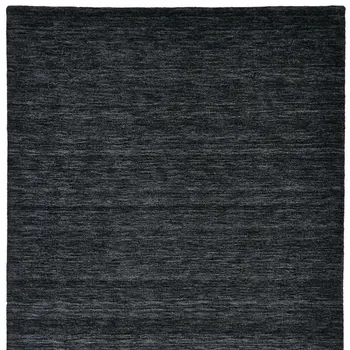 5' X 8' Black Wool Hand Woven Area Rug