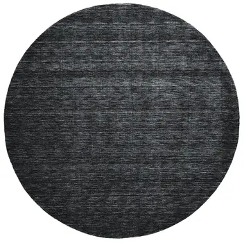 8' Black Round Wool Hand Woven Area Rug
