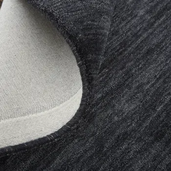 8' Black Round Wool Hand Woven Area Rug
