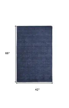 4' X 6' Blue Wool Hand Woven Area Rug
