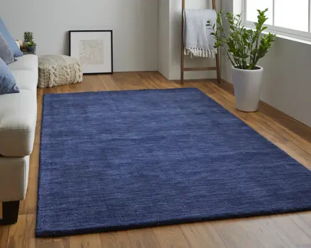 4' X 6' Blue Wool Hand Woven Area Rug