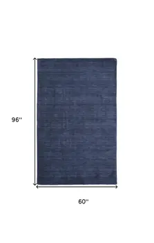 5' X 8' Blue Wool Hand Woven Area Rug