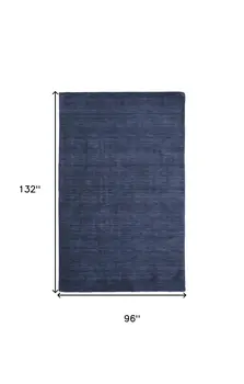 8' X 11' Blue Wool Hand Woven Area Rug