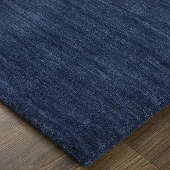10' X 13' Blue Wool Hand Woven Area Rug