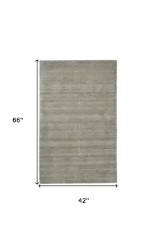 4' X 6' Gray and Ivory Wool Hand Woven Area Rug