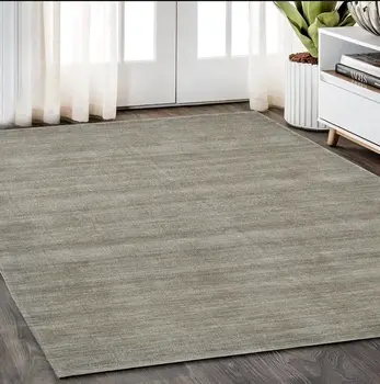 5' X 8' Gray and Ivory Wool Hand Woven Area Rug
