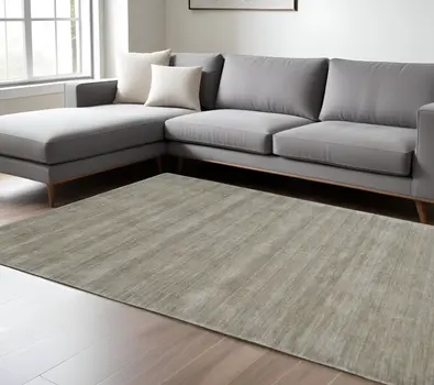 10' X 13' Gray and Ivory Wool Hand Woven Area Rug