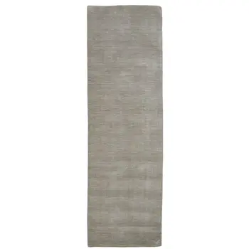8' Gray And Ivory Shag Hand Woven Runner Rug