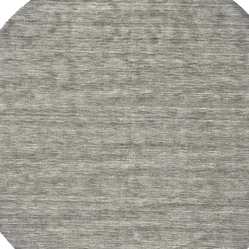10' Gray and Ivory Round Wool Hand Woven Area Rug
