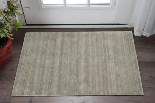 2' X 3' Gray and Ivory Wool Hand Woven Area Rug