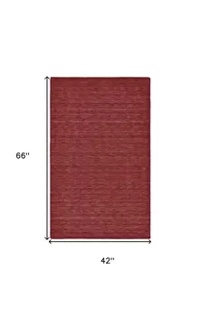 4' X 6' Red Wool Hand Woven Area Rug