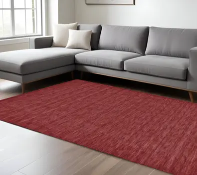 10' X 13' Red Wool Hand Woven Area Rug