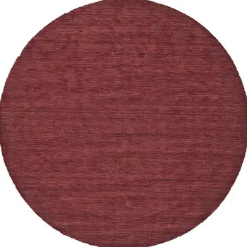 10' Red Round Wool Hand Woven Area Rug