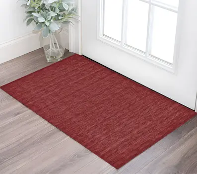 2' X 3' Red Wool Hand Woven Area Rug