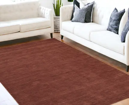 5' X 8' Orange and Red Wool Hand Woven Area Rug
