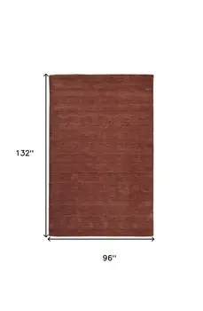 8' X 11' Orange And Red Wool Hand Woven Stain Resistant Area Rug