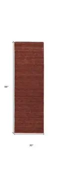 8' Orange And Red Wool Hand Woven Stain Resistant Runner Rug