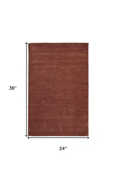 2' X 3' Orange and Red Wool Hand Woven Area Rug
