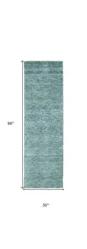 8' Gray And Blue Hand Woven Runner Rug