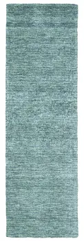 8' Gray And Blue Hand Woven Runner Rug