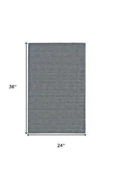 2' X 3' Blue and Gray Wool Hand Woven Area Rug