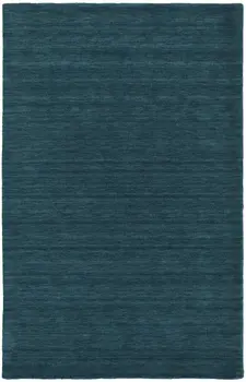 8' X 11' Blue And Green Wool Hand Woven Stain Resistant Area Rug