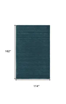 10' X 13' Blue Green Wool Hand Woven Area Rug