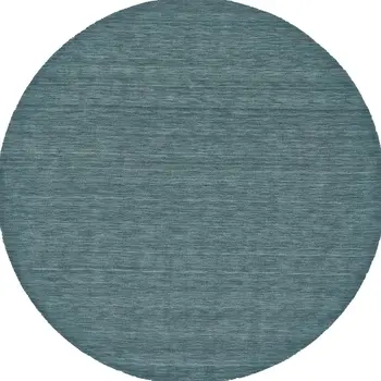 8' Blue Green Round Wool Hand Woven Area Rug