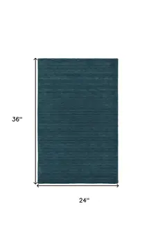 2' X 3' Blue Green Wool Hand Woven Area Rug