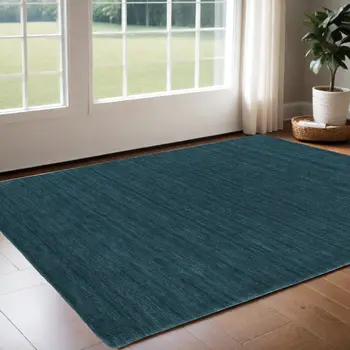 2' X 3' Blue Green Wool Hand Woven Area Rug