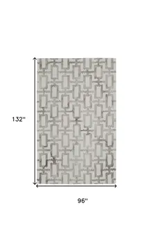 8' X 11' Ivory And Taupe Wool Geometric Hand Tufted Area Rug