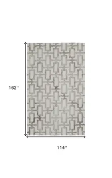 10' X 13' Ivory And Taupe Wool Geometric Tufted Handmade Area Rug