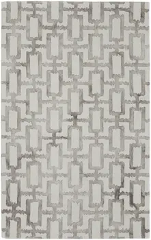 10' X 13' Ivory And Taupe Wool Geometric Tufted Handmade Area Rug