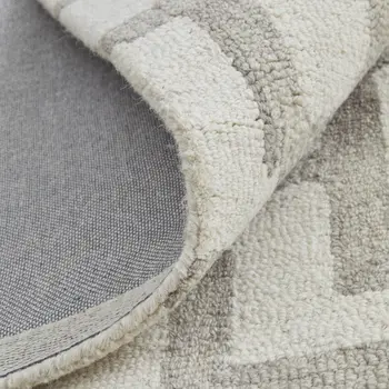 10' X 13' Ivory And Taupe Wool Geometric Tufted Handmade Area Rug