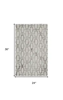 2' X 3' Ivory And Taupe Wool Geometric Tufted Handmade Area Rug