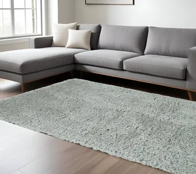 10' X 13' Gray Silver And Taupe Shag Tufted Handmade Stain Resistant Area Rug