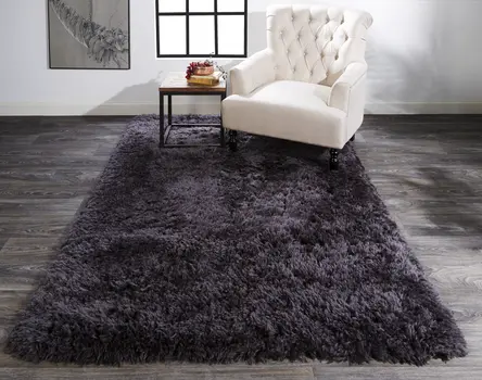 8' X 11' Gray Shag Hand Tufted Area Rug