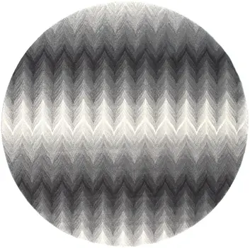 8' Gray And White Round Geometric Stain Resistant Area Rug