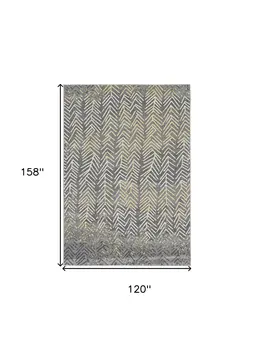 10' X 13' Gray Yellow And White Abstract Stain Resistant Area Rug